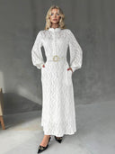 Elegant Jacquard Belt Maxi Dress