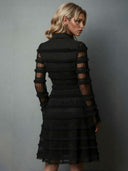 Elegant Tassel Textured Tulle Layered Mini Dress