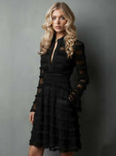 Elegant Tassel Textured Tulle Layered Mini Dress