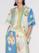 Exquisite Vintage Court Painted Print Single Breasted Shirt