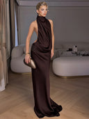 Elegant Halter Neck Sequined Maxi Dress