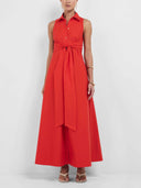 Casual Sleeveless Tie-Waist Shirt Maxi Dress