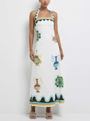 Exquisite Print Halter Neck Maxi Dress