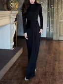 Casual Long-sleeved Draped Maxi Dress