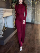 Casual Long-sleeved Draped Maxi Dress