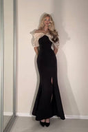 Off-shoulder Slit Maxi Dress