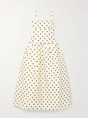 Classic Polka-Dot Print Satin Midi Dress