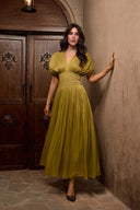 Fashion Olive V-neck Embellished Maxi Dress