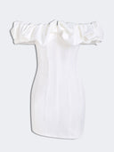 Satin Ruffled Strapless Mini Dress
