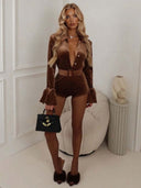 Elegant Button-down Collar Short Jumpsuit