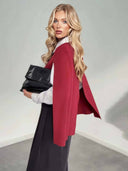 Casual Cape Knit Sweater & Wide-Leg Pants Three-Piece Set