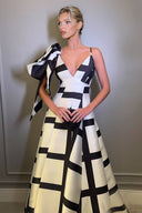 Chic Black And White Colorblock Spaghetti Strap A-Line Party Maxi Dress