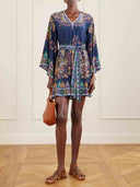 Retro Tie-waist Paisley Print Mini Dress