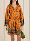 Retro Tie-waist Paisley Print Mini Dress