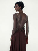 Elegant Chain-Strap Deep V-Neck Maxi Dress