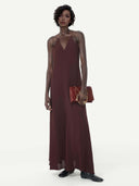 Elegant Chain-Strap Deep V-Neck Maxi Dress