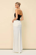 Tube Top Color Contrast Pleated Maxi Dress