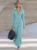 Casual Half-zip Collar Maxi Dress