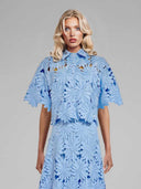 Elegant Lace-Collar Single-Breasted Short Shirt