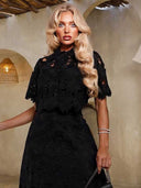 Elegant Lace-Collar Single-Breasted Short Shirt