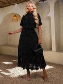 Elegant Lace-Collar Single-Breasted Short Shirt