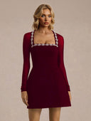 Elegant Crystal-embellished Mesh Sleeve Mini Dress