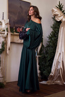 Exquisite Satin Pleated Shirt and High-Waist Maxi Skirt Set