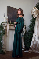 Exquisite Satin Pleated Shirt and High-Waist Maxi Skirt Set