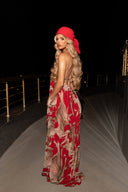 Fashion Printed Backless Full-Skirt Maxi Dress