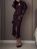 Elegant Lace Shawl Top And Maxi Dress