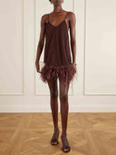 Elegant Feather Hem Mini Dress