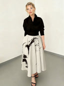 Modern Art Abstract Print A-line Maxi Skirt Two-piece Set