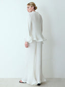 Elegant Ruffled Pleated Wide-Leg Pants