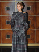 Plaid Straight-Leg Tailored Pants