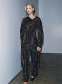 Plaid Straight-Leg Tailored Pants