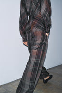 Plaid Straight-Leg Tailored Pants
