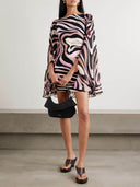 Retro Geometric Abstract Stretch Knit Cape Mini Dress