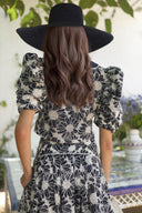 Retro Floral Print High-Waisted Pocket A-line Midi Skirt
