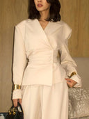 Elegant Asymmetrical Buttoned Blazer Top