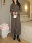 Elegant High-Waisted Wide-Leg Tailored Pants