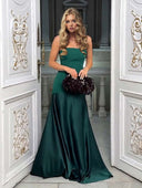 Elegant Strapless Satin Maxi Dress