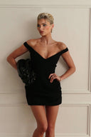 Exquisite V-Neck Ruched Backless Mini Dress