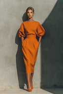 Delicate High-Waisted Pocket With Back Slit Midi Skirt