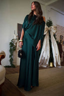 Exquisite Satin Off-Shoulder Loose Draped Blouse