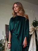 Exquisite Satin Off-Shoulder Loose Draped Blouse