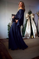 Exquisite Satin Off-Shoulder Loose Draped Blouse