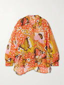 Unique Butterfly Print Relaxed Button-Up Shirt