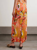 Unique Floral Print Elastic Waist Straight-Leg Pants