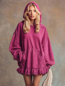 Elegant Lace-trimmed Ruffled Hem Hooded Mini Dress