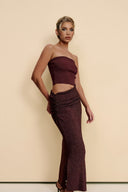 Elegant Strapless Off-Shoulder Hollow-Out Knit Maxi Dress